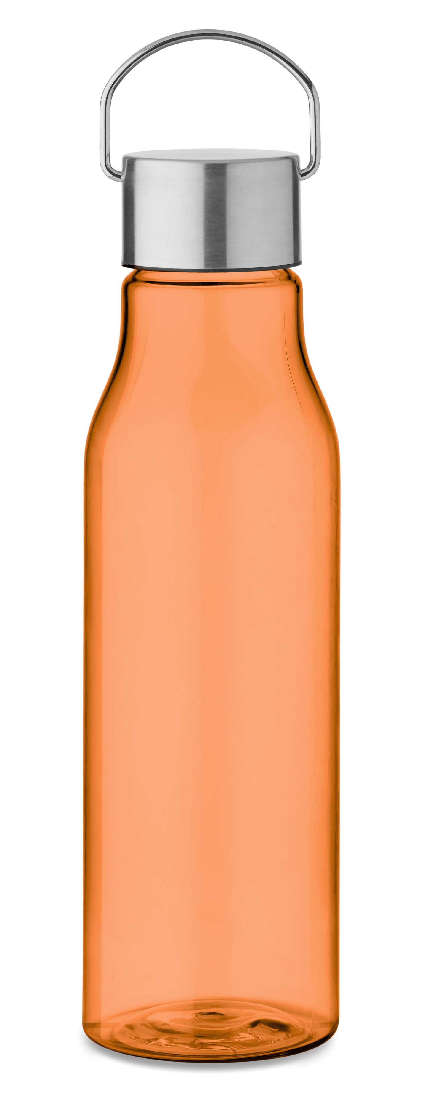 Trinkflasche aus BPA-freiem RPET. Verschluss aus Edelstahl mit Henkel. Auslaufsicher. Füllmenge: 600