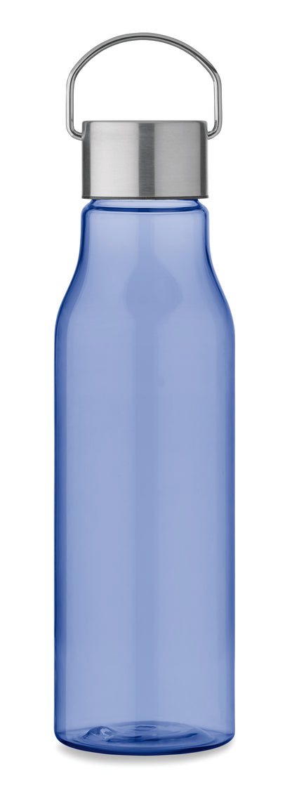 Trinkflasche aus BPA-freiem RPET. Verschluss aus Edelstahl mit Henkel. Auslaufsicher. Füllmenge: 600