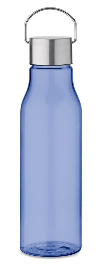Trinkflasche aus BPA-freiem RPET. Verschluss aus Edelstahl mit Henkel. Auslaufsicher. Füllmenge: 600