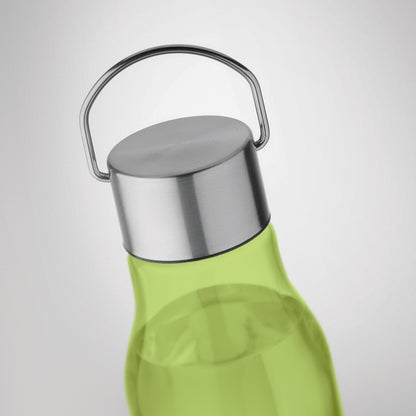 Trinkflasche aus BPA-freiem RPET. Verschluss aus Edelstahl mit Henkel. Auslaufsicher. Füllmenge: 600