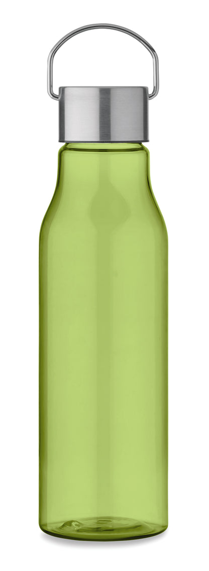 Trinkflasche aus BPA-freiem RPET. Verschluss aus Edelstahl mit Henkel. Auslaufsicher. Füllmenge: 600