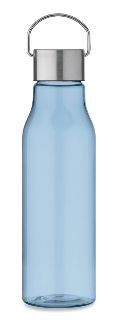 Trinkflasche aus BPA-freiem RPET. Verschluss aus Edelstahl mit Henkel. Auslaufsicher. Füllmenge: 600