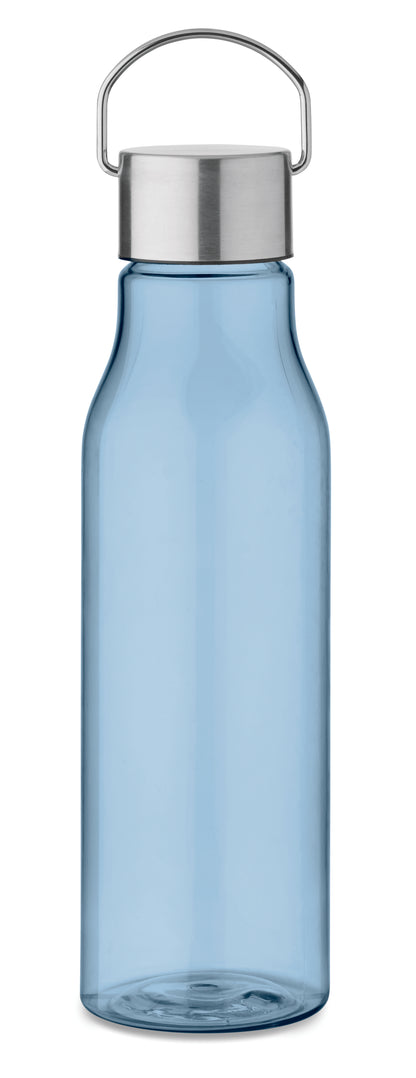 Trinkflasche aus BPA-freiem RPET. Verschluss aus Edelstahl mit Henkel. Auslaufsicher. Füllmenge: 600
