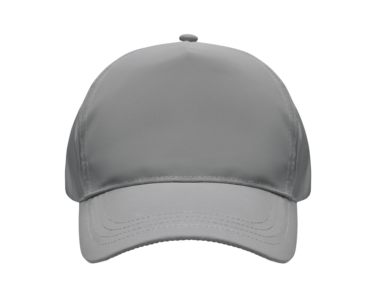 5-Panel-Baseball Cap aus hochreflektierendem 190T-Polyester. 4 umstickte Belüftungslöcher. Klettverschluss. Größe 7 1/4.