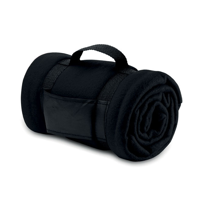 Fleece-Decke mit Trageriemen aus Nylon. 180g/m² Fleece.
