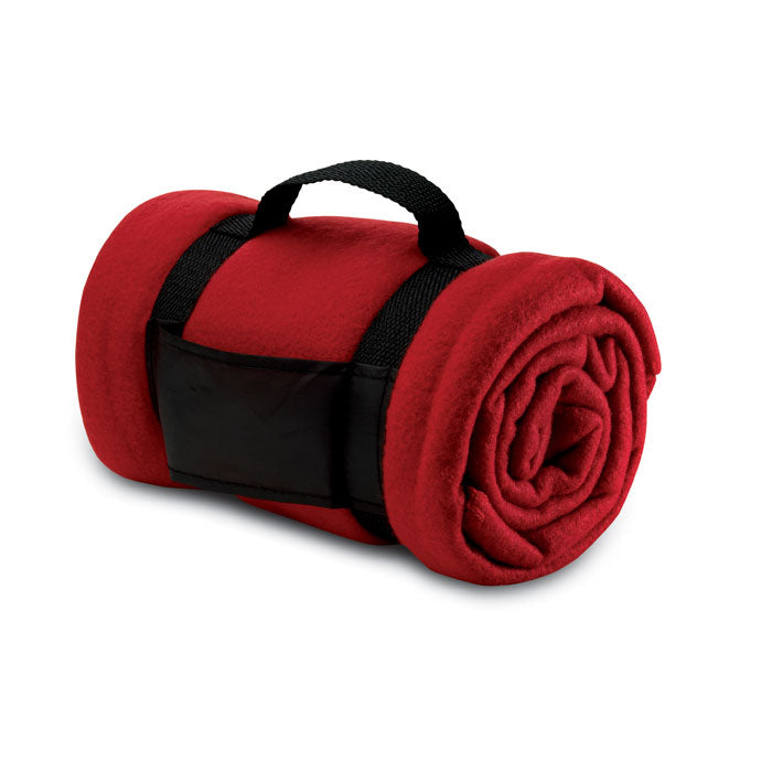 Fleece-Decke mit Trageriemen aus Nylon. 180g/m² Fleece.