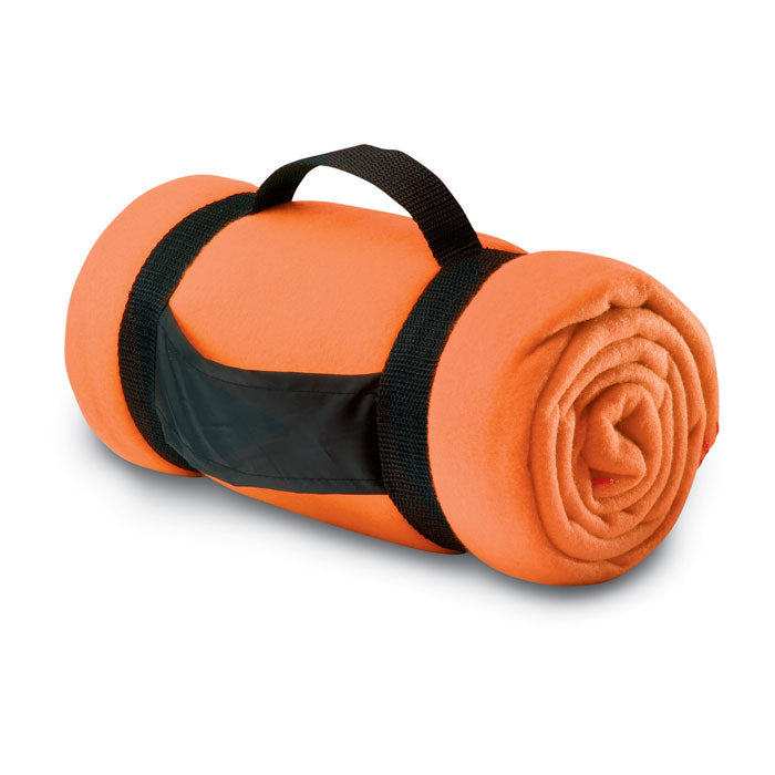 Fleece-Decke mit Trageriemen aus Nylon. 180g/m² Fleece.