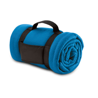 Fleece-Decke mit Trageriemen aus Nylon. 180g/m² Fleece.