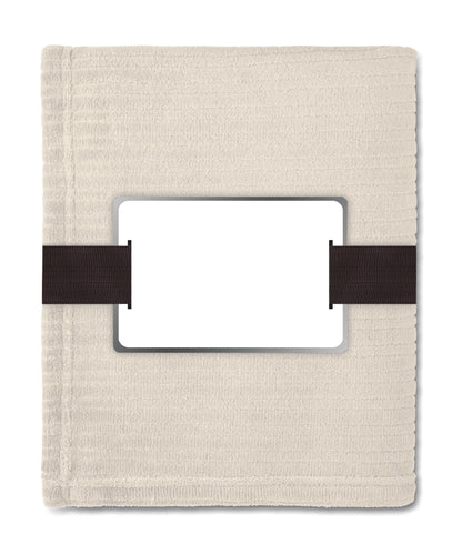 Softe Fleece-Decke 240 g/m². Inkl. Band mit bedruckbarer Karte.