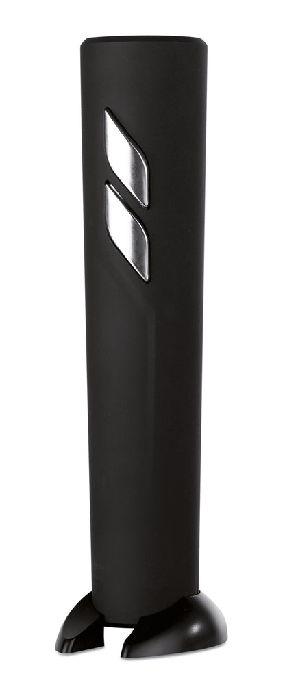 Elektrischer Flaschenöffner. Gehäuse in schwarz-mattem Finish. Inkl. Folienschneider. Exklusive 4 AA Batterien.