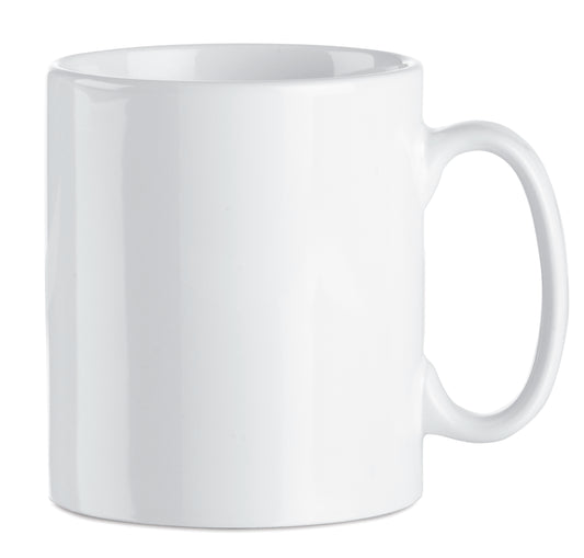 Kaffeebecher aus Keramik. Spezielle Beschichtung für Sublimationsdruck. Füllmenge: 300 ml. Verpackt in