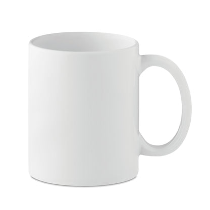 Kaffeebecher aus Keramik. Spezielle Beschichtung für Sublimationsdruck. Füllmenge: 300 ml. Verpackt in