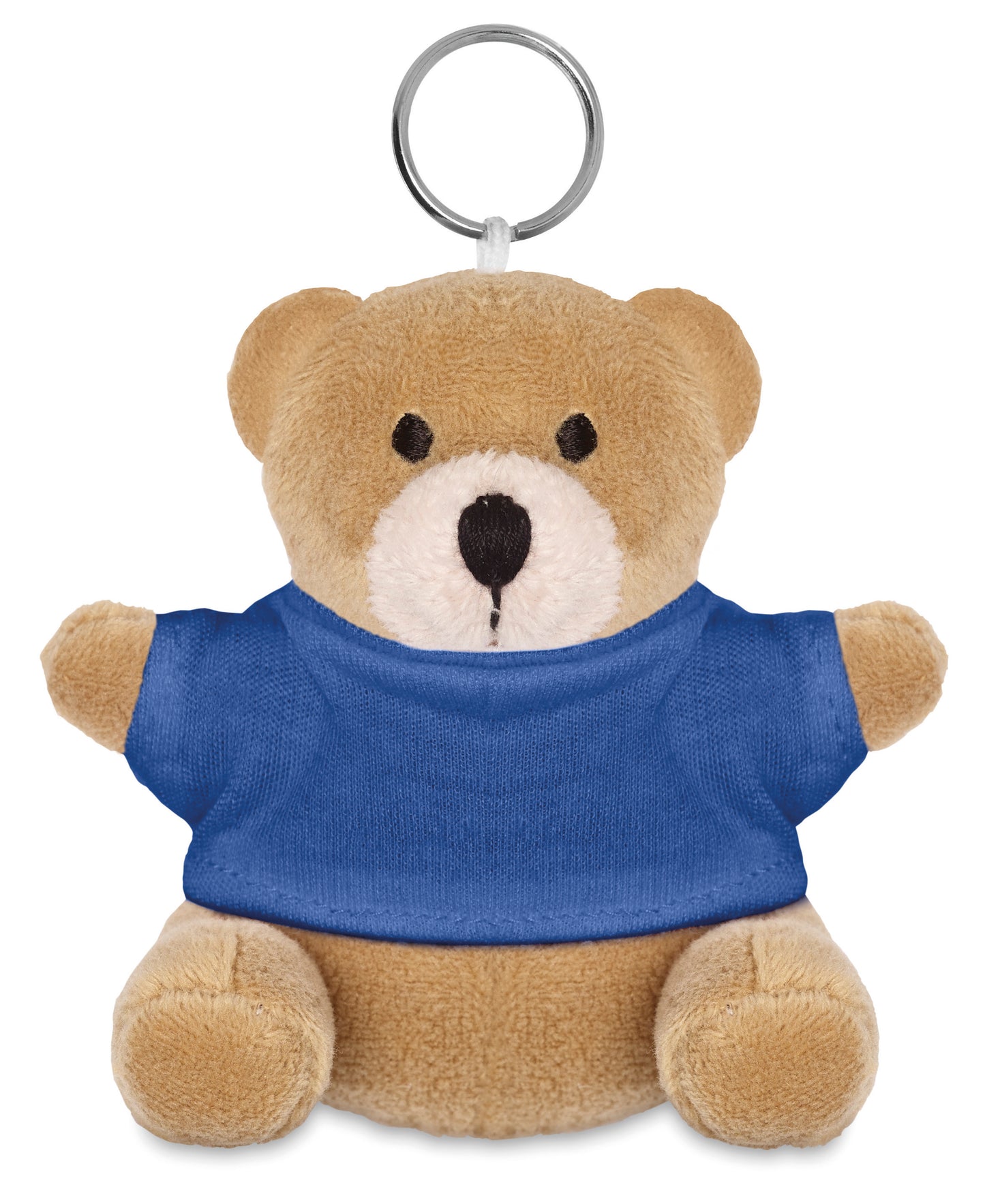 Schlüsselring mit Teddy-Bär. Der Bär trägt ein T-Shirt aus 100% Baumwolle. Ideal