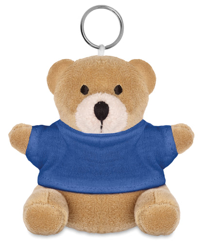 Schlüsselring mit Teddy-Bär. Der Bär trägt ein T-Shirt aus 100% Baumwolle. Ideal