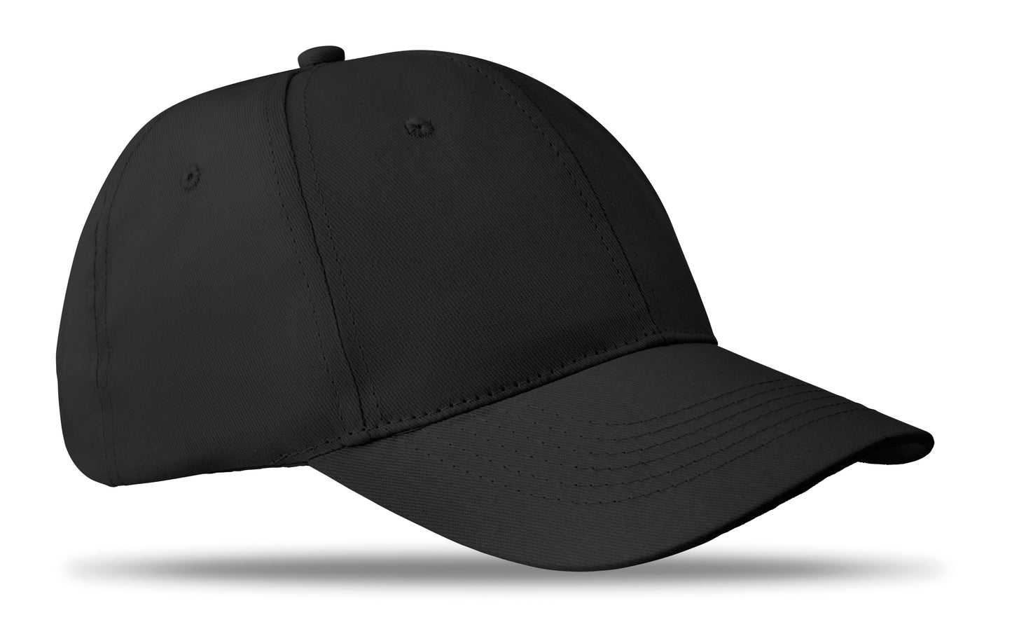 6-Panel-Baseball Cap aus Baumwolltwill 160 g/m² mit verstellbarem Klettverschluss. 6 umstickte Belüftungslöcher