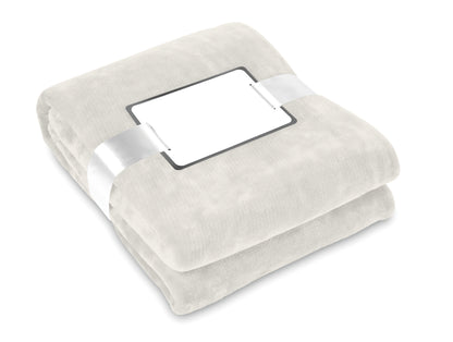 Flanell Fleece-Decke 280 g/m². Inkl. Band mit bedruckbarer Karte.