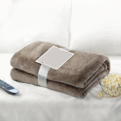 Flanell Fleece-Decke 280 g/m². Inkl. Band mit bedruckbarer Karte.