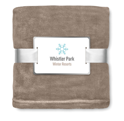 Flanell Fleece-Decke 280 g/m². Inkl. Band mit bedruckbarer Karte.