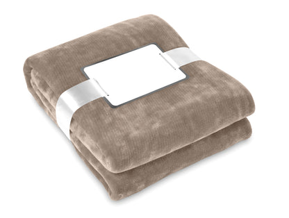 Flanell Fleece-Decke 280 g/m². Inkl. Band mit bedruckbarer Karte.