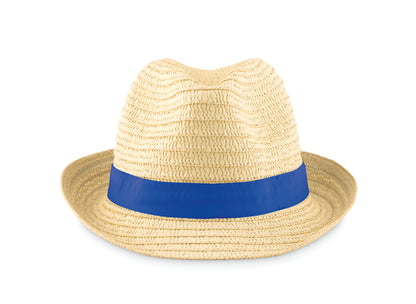 Hut aus Papierstroh im Natur-Look mit farbigem Polyester-Band. Bei Bestellungen ohne Werbeanbringung