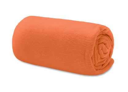 Fleece-Reisedecke aus RPET. Lieferung in RPET Polyester Hülle. 180 g/m² Fleece.