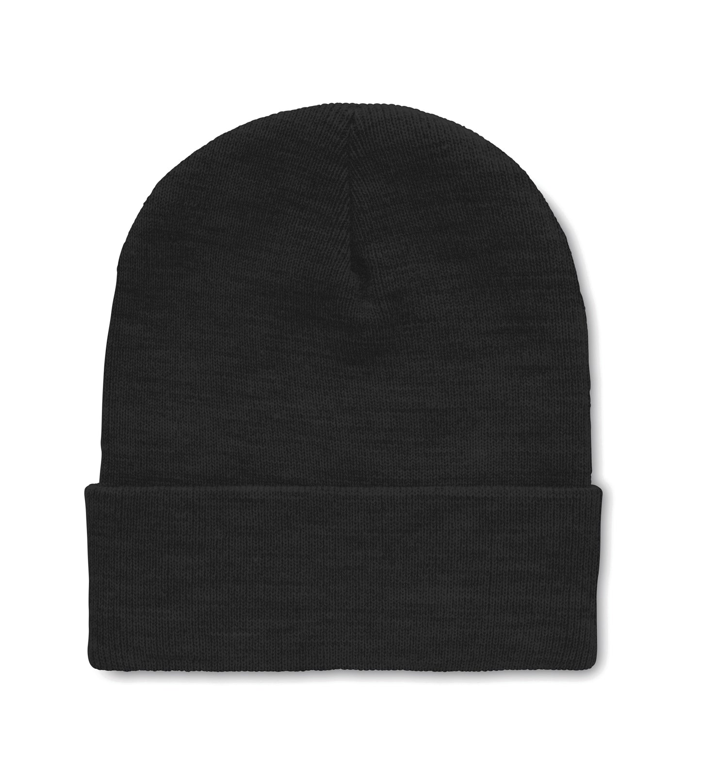 Gestrickte Beanie aus softem elastischem RPET Polyester. Mit Umschlag. Unisex.