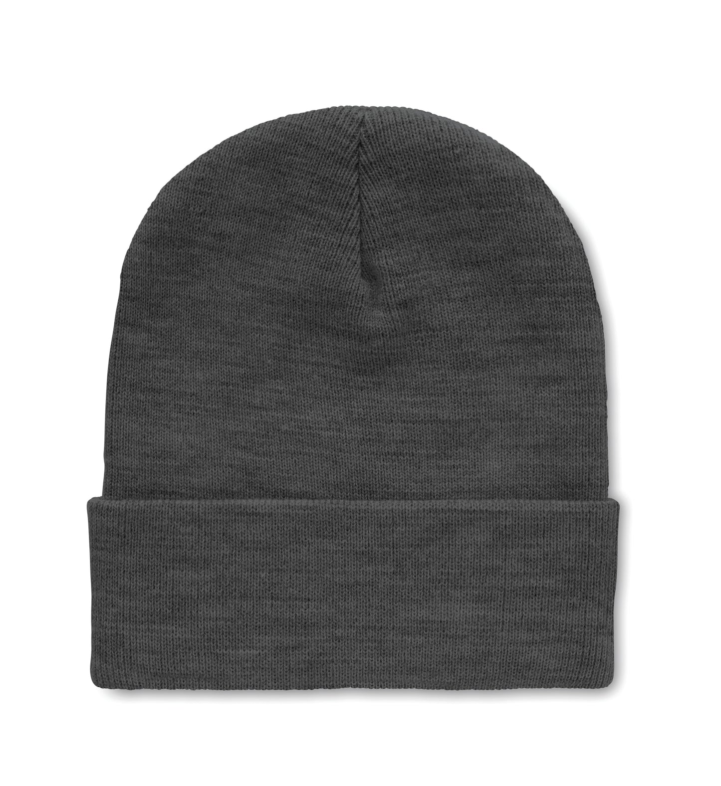Gestrickte Beanie aus softem elastischem RPET Polyester. Mit Umschlag. Unisex.